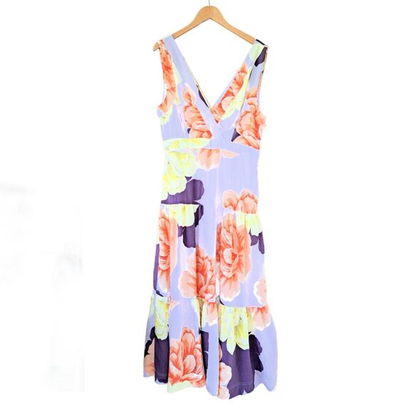 NWT Anthropologie Maeve Floral Maxi Dress Size 12 Purple Orange Yellow Tiered - Picture 11 of 16